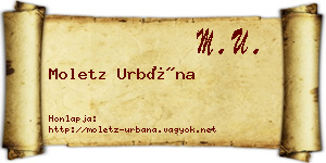 Moletz Urbána névjegykártya